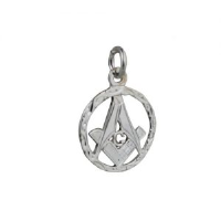 Silver 18mm hand engraved Masonic emblem in a circle with G Pendant