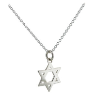 Silver 18mm plain Star of David Pendant with a 1mm wide rolo Chain 16 inches Only Suitable for Children