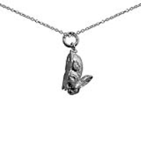 Silver 18x10mm solid Rabbit Pendant with a 1mm wide rolo Chain 20 inches