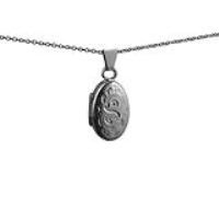 Silver 18x11mm oval hand engraved Locket with a 1mm wide rolo Chain 14 inches Only Suitable for Children