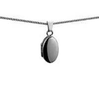 Silver 18x11mm oval plain Locket with a 1.3mm wide curb Chain 24 inches