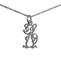 Silver 18x11mm pierced Mouse Pendant with a 1mm wide rolo Chain 18 inches