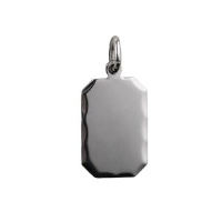 Silver 18x12mm diamond cut edge cut corner rectangular Disc Pendant