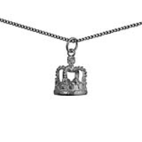 Silver 18x12mm Royal Crown Pendant with a 1.3mm wide curb Chain