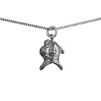 Silver 18x12mm solid Deep Sea Divers Helmet Pendant with a 1.3mm wide curb Chain
