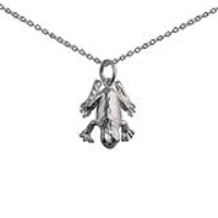 Silver 18x13mm solid Frog Pendant with a 1mm wide rolo Chain 24 inches