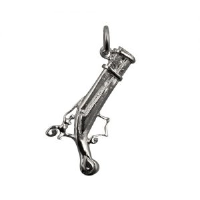 Silver 18x14mm solid Flintlock Pistol Pendant or Charm