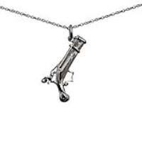 Silver 18x14mm solid Flintlock Pistol Pendant with a 1mm wide rolo Chain 14 inches Only Suitable for Children