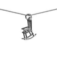 Silver 18x14mm solid Rocking Chair Pendant with a 1mm wide curb Chain 24 inches