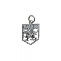 Silver 18x15mm Wales Badge Pendant or Charm