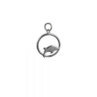 Silver 18x18mm Dolphin jumping-the right in a circle Pendant or Charm