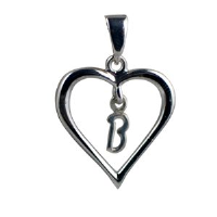 Silver 18x18mm Initial B in a Heart Pendant on a bail loop