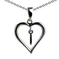 Silver 18x18mm Initial I in a Heart Pendant on a bail loop with a 1mm wide rolo Chain 16 inches Only Suitable for Children