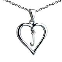 Silver 18x18mm Initial J in a Heart Pendant on a bail loop with a 1mm wide rolo Chain 20 inches