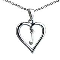 Silver 18x18mm Initial J in a Heart Pendant on a bail loop with a 1mm wide rolo Chain 22 inches