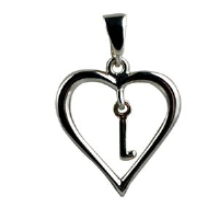 Silver 18x18mm Initial L in a Heart Pendant on a bail loop