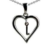 Silver 18x18mm Initial L in a Heart Pendant on a bail loop with a 1mm wide rolo Chain 20 inches