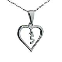 Silver 18x18mm Initial S in a Heart Pendant on a bail loop with a 1mm wide rolo Chain 14 inches Only Suitable for Childrenes