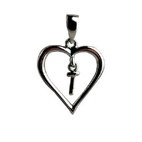 Silver 18x18mm Initial T in a Heart Pendant on a bail loop