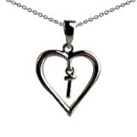 Silver 18x18mm Initial T in a Heart Pendant on a bail loop with a 1mm wide rolo Chain 24 inches