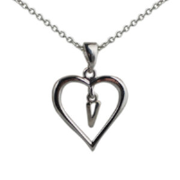 Silver 18x18mm Initial V in a Heart Pendant on a bail loop with a 1mm wide rolo Chain