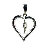 Silver 18x18mm Initial Y in a Heart Pendant on a bail loop