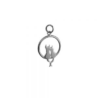 Silver 18x18mm two sitting Cats with Tails entwined in a circle Pendant or Charm