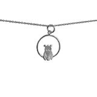 Silver 18x19mm Owl in a circle Pendant with a 1mm wide rolo Chain 24 inches