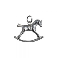 Silver 18x23mm Rocking Horse Pendant or Charm