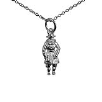 Silver 18x8mm Beefeater Pendant with a 1mm wide rolo Chain 18 inches