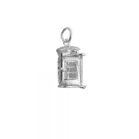 Silver 18x8mm opening Phonebox Pendant or Charm