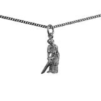 Silver 18x9mm Cricketer Pendant with a 1.3mm wide curb Chain 24 inches