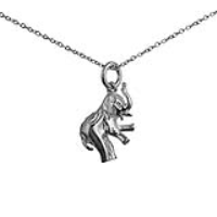 Silver 18x9mm solid Elephant Pendant with a 1mm wide rolo Chain 18 inches