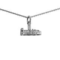 Silver 18x9mm The Houses of Parliament Pendant with a 1mm wide rolo Chain