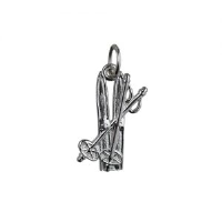 Silver 19x10mm Ski set Pendant or Charm