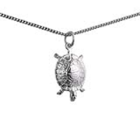 Silver 19x12mm Tortoise Pendant with a 1.3mm wide curb Chain 22 inches