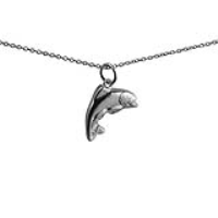 Silver 19x14mm Fish Pendant with a 1mm wide rolo Chain 22 inches