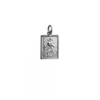 Silver 19x14mm rectangular St Christopher Pendant