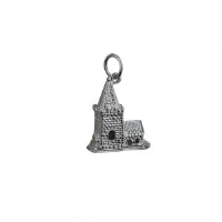 Silver 19x15mm moveable Charm a Church inside a tiny Bride and Groom