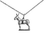 Silver 19x18mm Donkey Pendant with a 1mm wide rolo Chain 18 inches