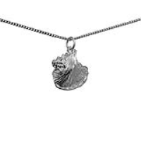 Silver 19x18mm Sea Shell Pendant with a 1.3mm wide curb Chain 24 inches
