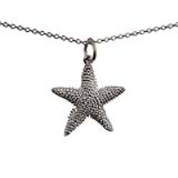 Silver 19x19mm Starfish Pendant with a 1mm wide rolo Chain