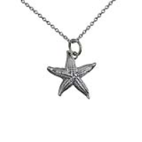 Silver 19x19mm Starfish Pendant with a 1mm wide rolo Chain 14 inches Only Suitable for Children
