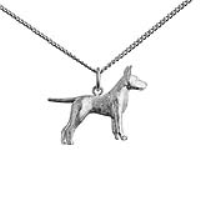 Silver 19x25mm Staffordshire Bull Terrier Pendant with a 1.3mm wide curb Chain 22 inches