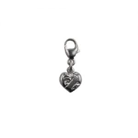 Silver 19x7mm heart symbol of charity Charm on a lobster trigger