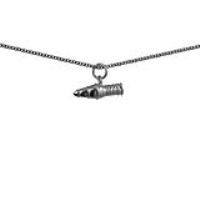 Silver 19x7mm Jet Engine Pendant with a 1.3mm wide curb Chain 20 inches