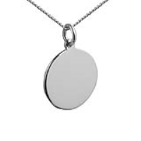Silver 20mm round plain Disc Pendant with a 1.3mm wide curb Chain 24 inches