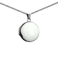 Silver 20mm round plain flat Locket with a 1.3mm wide curb Chain