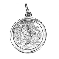 Silver 20mm round St Christopher Pendant
