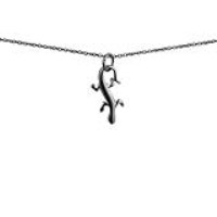 Silver 20x10mm Lizard Pendant with a 1mm wide rolo Chain